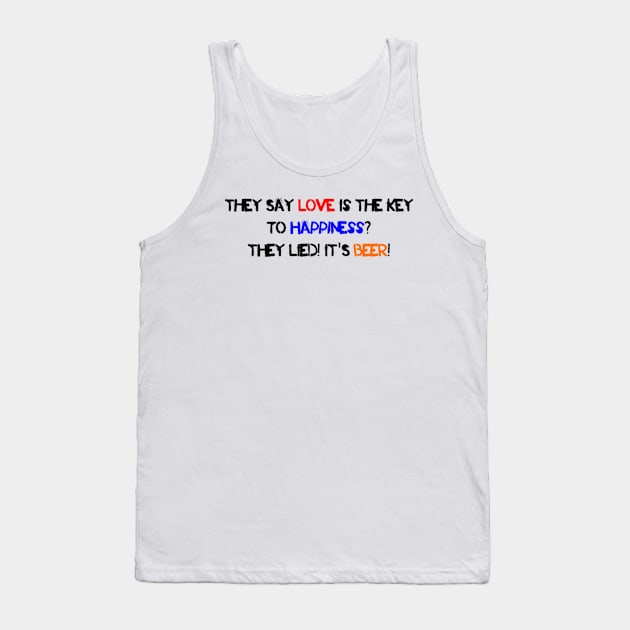 Love Beer and Happiness Tank Top by jorgemonteon1